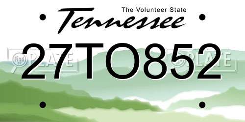 27TO852 Tennessee License Plate