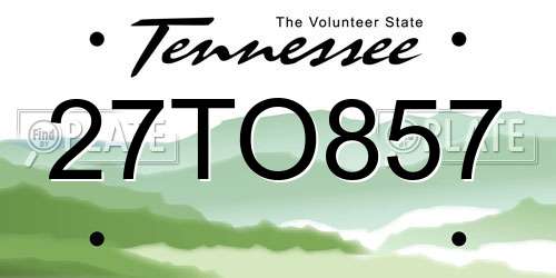 27TO857 Tennessee License Plate
