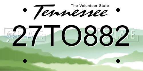 27TO882 Tennessee License Plate