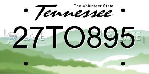 27TO895 Tennessee License Plate