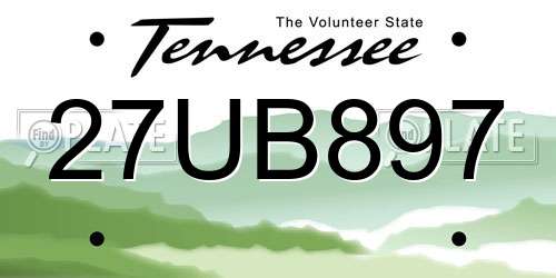 27UB897 Tennessee License Plate
