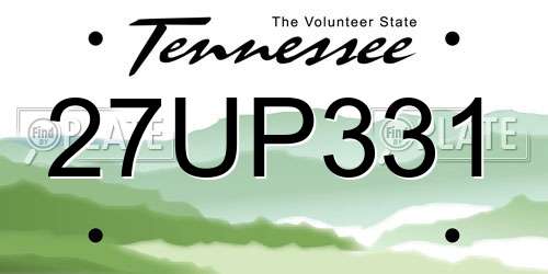 27UP331 Tennessee License Plate