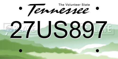 27US897 Tennessee License Plate
