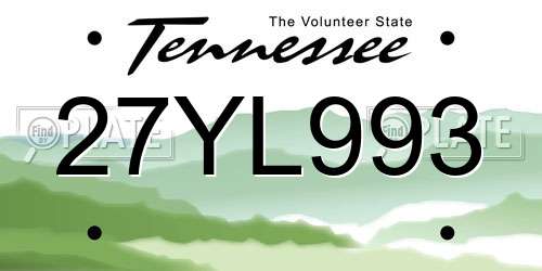 27YL993 Tennessee License Plate