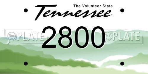 2800 Tennessee License Plate