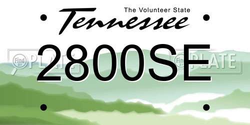 2800SE Tennessee License Plate
