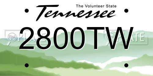 2800TW Tennessee License Plate
