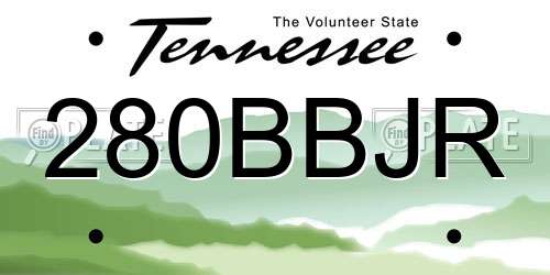 280BBJR Tennessee License Plate