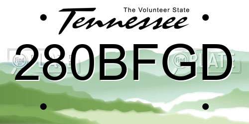 280BFGD Tennessee License Plate