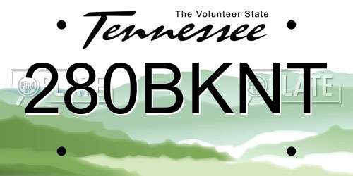 280BKNT Tennessee License Plate