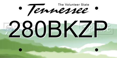 280BKZP Tennessee License Plate