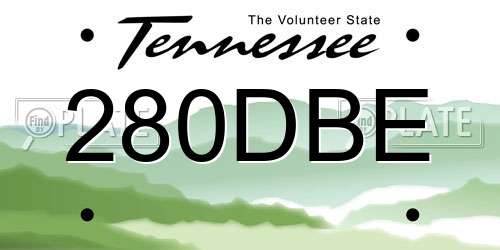 280DBE Tennessee License Plate