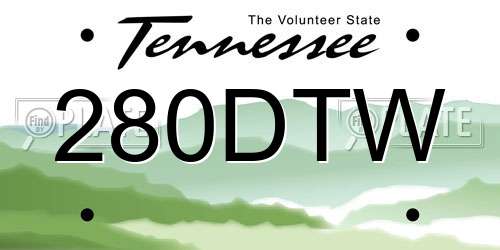 280DTW Tennessee License Plate