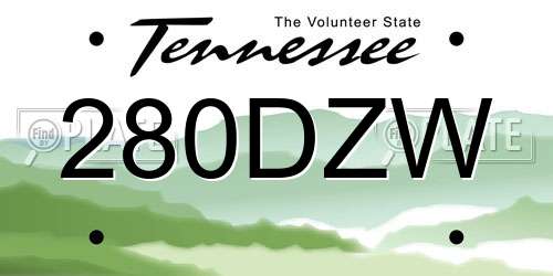 280DZW Tennessee License Plate