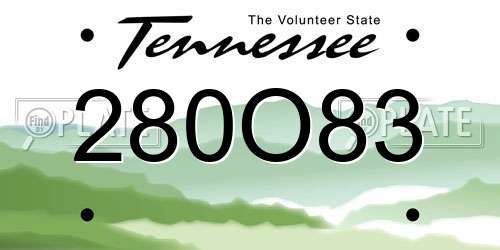 280O83 Tennessee License Plate