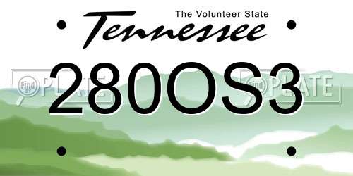 280OS3 Tennessee License Plate