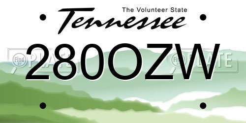 280OZW Tennessee License Plate