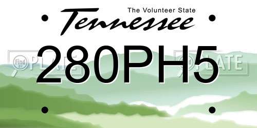 280PH5 Tennessee License Plate