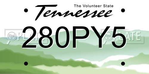 280PY5 Tennessee License Plate
