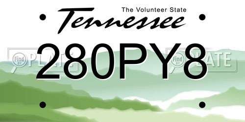 280PY8 Tennessee License Plate
