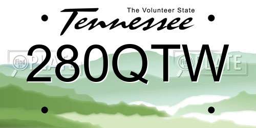 280QTW Tennessee License Plate