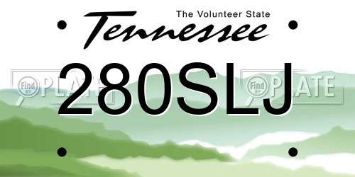 280SLJ Tennessee License Plate