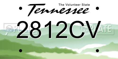 2812CV Tennessee License Plate