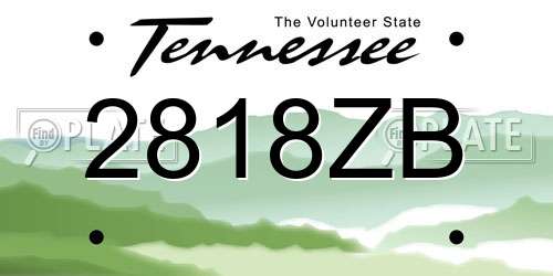2818ZB Tennessee License Plate