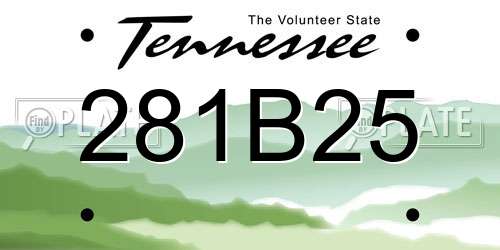 281B25 Tennessee License Plate