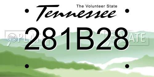 281B28 Tennessee License Plate