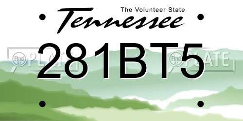 281BT5 Tennessee License Plate
