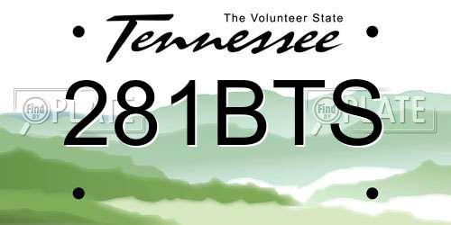 281BTS Tennessee License Plate