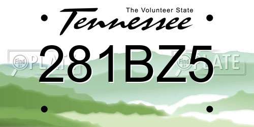 281BZ5 Tennessee License Plate