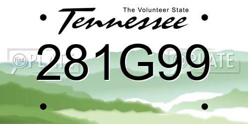 281G99 Tennessee License Plate