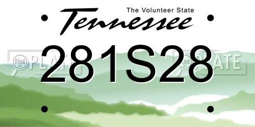 281S28 Tennessee License Plate