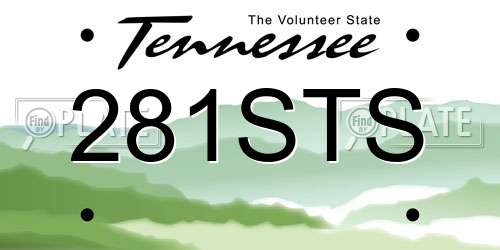 281STS Tennessee License Plate
