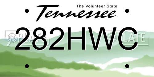282HWC Tennessee License Plate