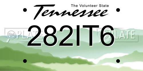 282IT6 Tennessee License Plate