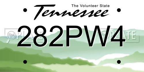 282PW4 Tennessee License Plate