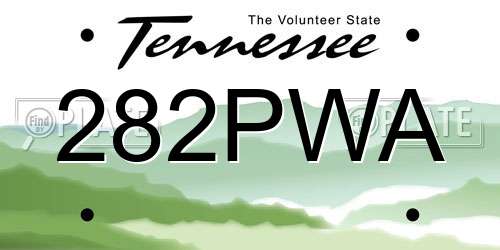 282PWA Tennessee License Plate