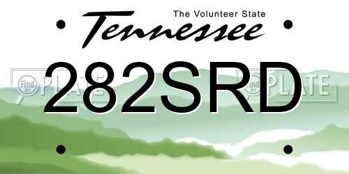 282SRD Tennessee License Plate