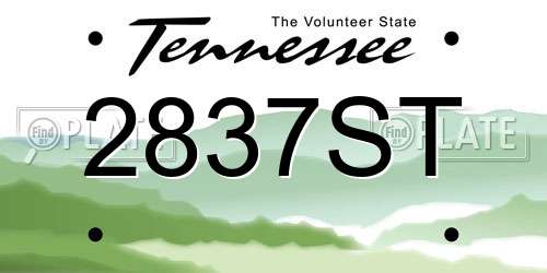 2837ST Tennessee License Plate