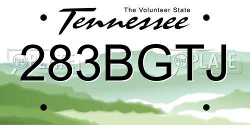 283BGTJ Tennessee License Plate