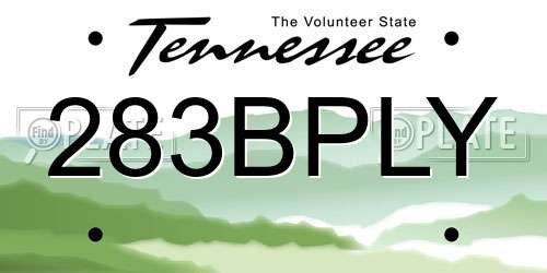 283BPLY Tennessee License Plate