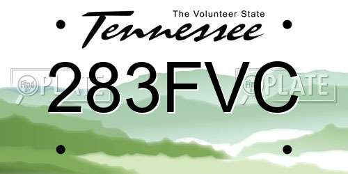 283FVC Tennessee License Plate