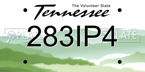 283IP4 Tennessee License Plate