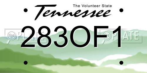 283OF1 Tennessee License Plate