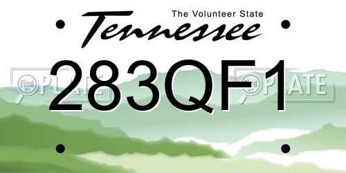 283QF1 Tennessee License Plate