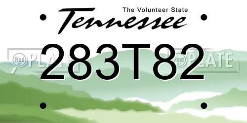 283T82 Tennessee License Plate