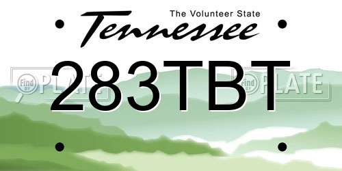 283TBT Tennessee License Plate